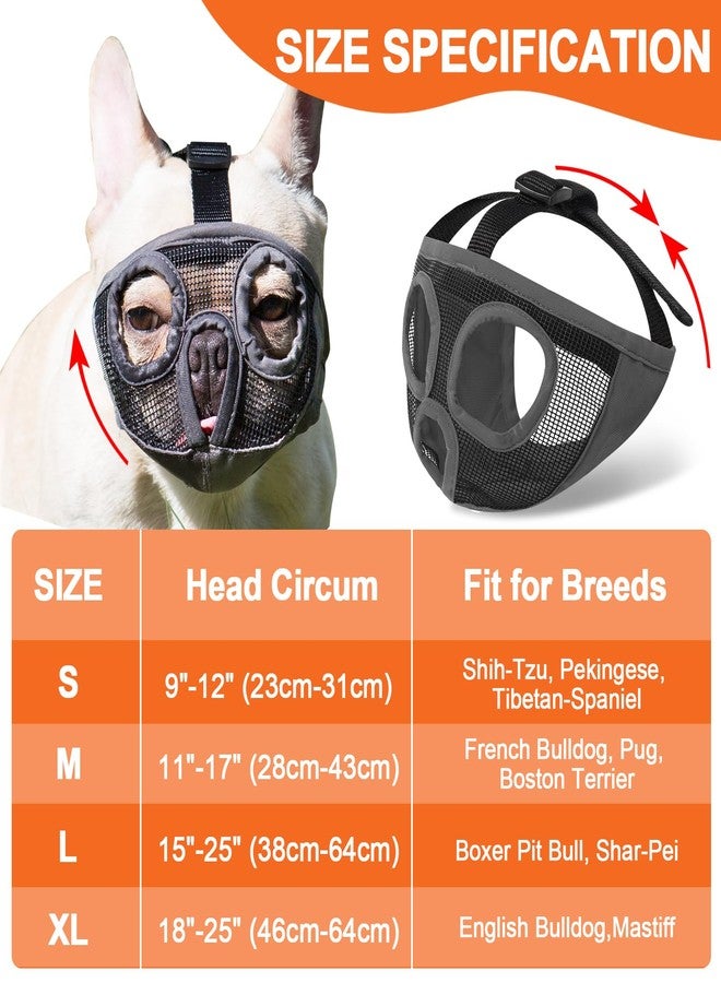 JYHY Short Snout Dog Muzzles- Bulldog Muzzle Breathable Mesh Dog Mask for Biting Chewing Training Licking Grooming (Black, L（Head 15.1-25") - Image 5